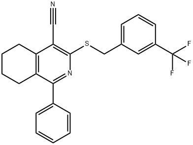 1-PHENYL-3-([3-(TRIFLUOROMETHYL)BENZYL]SULFANYL)-5,6,7,8-TETRAHYDRO-4-ISOQUINOLINECARBONITRILE 结构式