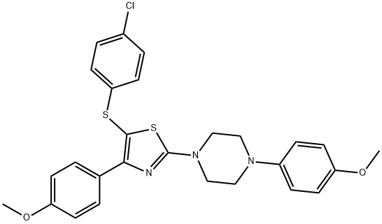 1-[5-[(4-CHLOROPHENYL)SULFANYL]-4-(4-METHOXYPHENYL)-1,3-THIAZOL-2-YL]-4-(4-METHOXYPHENYL)PIPERAZINE 结构式