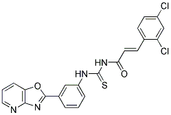 (2E)-3-(2,4-Dichlorophenyl)-N-{[(3-[1,3]oxazolo[4,5-b]pyridin-2-ylphenyl)amino]carbonothioyl}acrylamide 结构式