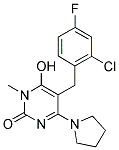 5-(2-CHLORO-4-FLUOROBENZYL)-6-HYDROXY-1-METHYL-4-PYRROLIDIN-1-YLPYRIMIDIN-2(1H)-ONE 结构式