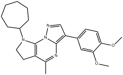 4-(8-CYCLOHEPTYL-5-METHYL-7,8-DIHYDRO-6H-PYRAZOLO[1,5-A]PYRROLO[3,2-E]PYRIMIDIN-3-YL)-2-METHOXYPHENYL METHYL ETHER 结构式