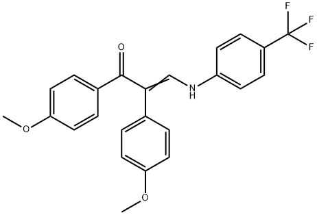 (E)-1,2-BIS(4-METHOXYPHENYL)-3-[4-(TRIFLUOROMETHYL)ANILINO]-2-PROPEN-1-ONE 结构式