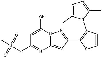 2-[3-(2,5-DIMETHYL-1H-PYRROL-1-YL)-2-THIENYL]-5-[(METHYLSULFONYL)METHYL]PYRAZOLO[1,5-A]PYRIMIDIN-7-OL 结构式