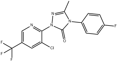 2-[3-Chloro-5-(trifluoromethyl)-2-pyridinyl]-4-(4-fluorophenyl)-5-methyl-2,4-dihydro-3H-1,2,4-triazol-3-one 结构式