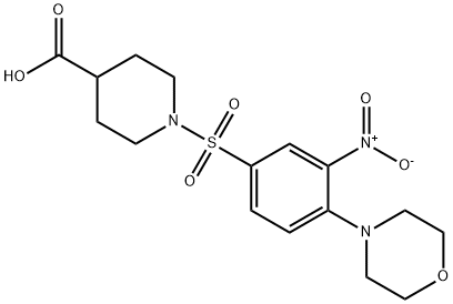 1-[(4-MORPHOLINO-3-NITROPHENYL)SULFONYL]-4-PIPERIDINECARBOXYLIC ACID 结构式