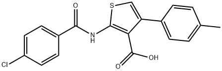 2-[(4-CHLOROBENZOYL)AMINO]-4-(4-METHYLPHENYL)THIOPHENE-3-CARBOXYLIC ACID 结构式