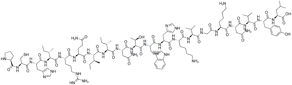 H-PRO-CYS-HIS-ILE-ARG-GLN-ILE-ILE-ASN-THR-TRP-HIS-LYS-VAL-GLY-LYS-ASN-VAL-TYR-LEU-OH 结构式