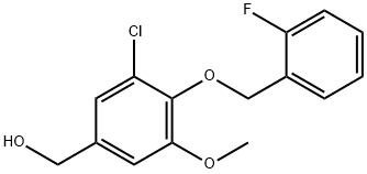 (3-CHLORO-4-[(2-FLUOROBENZYL)OXY]-5-METHOXYPHENYL)METHANOL 结构式