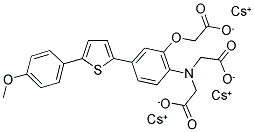 2-AMINO-5-[5-(4-METHOXYPHENYL)-2-THIENYL]PHENOL-N,N,O-TRIACETIC ACID TRICESIUM SALT 结构式