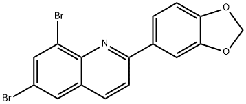 2-(1,3-Benzodioxol-5-yl)-6,8-dibromoquinoline 结构式