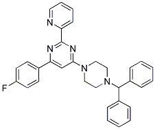 4-(4-BENZHYDRYL-PIPERAZIN-1-YL)-6-(4-FLUORO-PHENYL)-2-PYRIDIN-2-YL-PYRIMIDINE 结构式