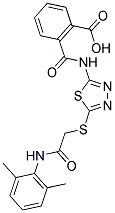 2-({[5-({2-[(2,6-DIMETHYLPHENYL)AMINO]-2-OXOETHYL}THIO)-1,3,4-THIADIAZOL-2-YL]AMINO}CARBONYL)BENZOIC ACID 结构式