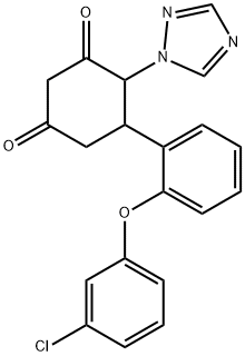 5-[2-(3-CHLOROPHENOXY)PHENYL]-4-(1H-1,2,4-TRIAZOL-1-YL)-1,3-CYCLOHEXANEDIONE 结构式