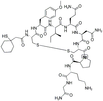 [beta-Mercapto-beta,beta-cyclopentamethylenepropionyl1, O-Me-Tyr2, Orn8]-oxytocin 结构式