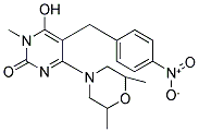 4-(2,6-DIMETHYLMORPHOLIN-4-YL)-6-HYDROXY-1-METHYL-5-(4-NITROBENZYL)-1H-PYRIMIDIN-2-ONE 结构式