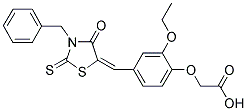 {4-[(E)-(3-Benzyl-4-oxo-2-thioxo-1,3-thiazolidin-5-ylidene)methyl]-2-ethoxyphenoxy}acetic acid 结构式