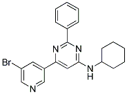 6-(5-BROMOPYRIDIN-3-YL)-N-CYCLOHEXYL-2-PHENYLPYRIMIDIN-4-AMINE 结构式