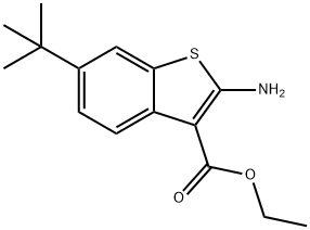 2-氨基-6-叔丁基-苯并噻吩-3-羧酸乙酯 结构式