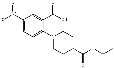 2-(4-(乙氧羰基)哌啶-1-基)-5-硝基苯甲酸 结构式