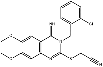 2-([3-(2-CHLOROBENZYL)-4-IMINO-6,7-DIMETHOXY-3,4-DIHYDRO-2-QUINAZOLINYL]SULFANYL)ACETONITRILE 结构式