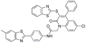2-(3-(BENZO[D]THIAZOL-2-YLTHIO)-6-CHLORO-2-OXO-4-PHENYLQUINOLIN-1(2H)-YL)-N-(4-(6-METHYLBENZO[D]THIAZOL-2-YL)PHENYL)ACETAMIDE 结构式