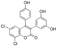 6,8-DICHLORO-4-(3',5'-DIHYDROXYPHENYL)-4-(4'-HYDROXYPHENYL)COUMARIN 结构式