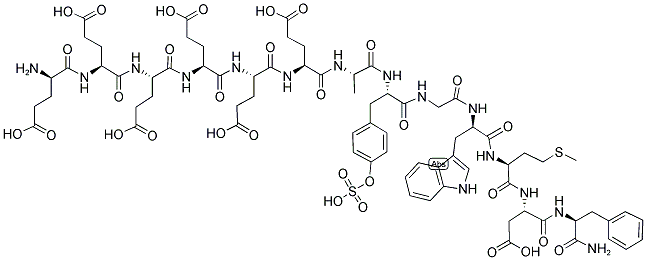 H-D-GLU-GLU-GLU-GLU-GLU-GLU-ALA-TYR(SO3H)-GLY-D-TRP-MET-ASP-PHE-NH2 结构式