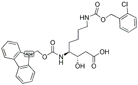 FMOC-(3S,4S)-4-AMINO-3-HYDROXY-8-(2'-CHLOROBENZOXY)CARBONYLAMINO OCTANOIC ACID 结构式