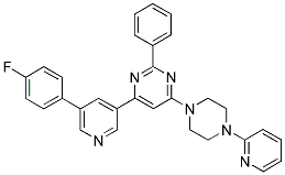 4-[5-(4-FLUORO-PHENYL)-PYRIDIN-3-YL]-2-PHENYL-6-(4-PYRIDIN-2-YL-PIPERAZIN-1-YL)-PYRIMIDINE 结构式