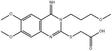 2-([4-IMINO-6,7-DIMETHOXY-3-(3-METHOXYPROPYL)-3,4-DIHYDRO-2-QUINAZOLINYL]SULFANYL)ACETIC ACID 结构式