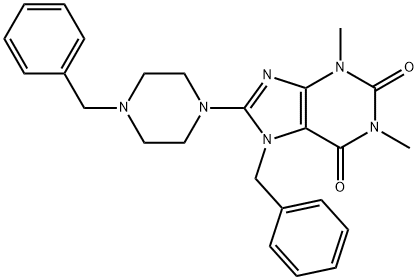 7-BENZYL-8-[4-BENZYLPIPERAZIN-1-YL]-1,3-DIMETHYL-3,7-DIHYDRO-1H-PURINE-2,6-DIONE 结构式