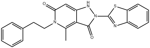 2-(1,3-BENZOTHIAZOL-2-YL)-4-METHYL-5-(2-PHENYLETHYL)-1H-PYRAZOLO[4,3-C]PYRIDINE-3,6(2H,5H)-DIONE 结构式