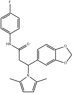 3-(1,3-BENZODIOXOL-5-YL)-3-(2,5-DIMETHYL-1H-PYRROL-1-YL)-N-(4-FLUOROPHENYL)PROPANAMIDE 结构式