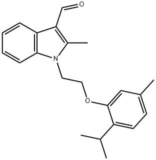 1-[2-(2-ISOPROPYL-5-METHYLPHENOXY)ETHYL]-2-METHYL-1H-INDOLE-3-CARBALDEHYDE 结构式