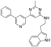 [2-(1H-Indol-3-yl)-ethyl]-[2-methyl-6-(5-phenyl-pyridin-3-yl)-pyrimidin-4-yl]-amine 结构式