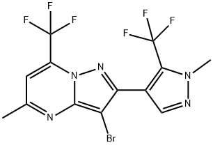 3-BROMO-5-METHYL-2-[1-METHYL-5-(TRIFLUOROMETHYL)-1H-PYRAZOL-4-YL]-7-(TRIFLUOROMETHYL)PYRAZOLO[1,5-A]PYRIMIDINE 结构式