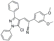(Z)-3-(5-Chloro-1,3-diphenyl-1H-pyrazol-4-yl)-2-(3,4-dimethoxyphenyl)-2-propenenitrile 结构式