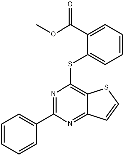 METHYL 2-[(2-PHENYLTHIENO[3,2-D]PYRIMIDIN-4-YL)SULFANYL]BENZENECARBOXYLATE 结构式