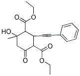 DIETHYL 4-HYDROXY-4-METHYL-6-OXO-2-(2-PHENYLETHYNYL)-1,3-CYCLOHEXANEDICARBOXYLATE 结构式