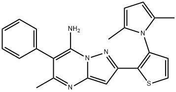 2-[3-(2,5-DIMETHYL-1H-PYRROL-1-YL)-2-THIENYL]-5-METHYL-6-PHENYLPYRAZOLO[1,5-A]PYRIMIDIN-7-AMINE 结构式