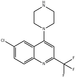 1-[6-CHLORO-2-(TRIFLUOROMETHYL)QUINOL-4-YL]PIPERAZINE 结构式