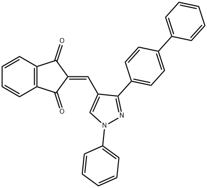 2-[(3-[1,1'-BIPHENYL]-4-YL-1-PHENYL-1H-PYRAZOL-4-YL)METHYLENE]-1H-INDENE-1,3(2H)-DIONE 结构式