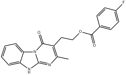 2-(2-METHYL-4-OXO-1,4-DIHYDROPYRIMIDO[1,2-A][1,3]BENZIMIDAZOL-3-YL)ETHYL 4-FLUOROBENZENECARBOXYLATE 结构式