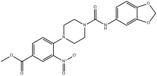 Methyl 4-(4-[(1,3-benzodioxol-5-ylamino)carbonyl]piperazino)-3-nitrobenzenecarboxylate 结构式