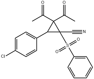 2,2-DIACETYL-3-(4-CHLOROPHENYL)-1-(PHENYLSULFONYL)CYCLOPROPANECARBONITRILE 结构式