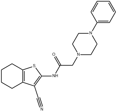 N-(3-CYANO-4,5,6,7-TETRAHYDRO-1-BENZOTHIOPHEN-2-YL)-2-(4-PHENYLPIPERAZINO)ACETAMIDE 结构式