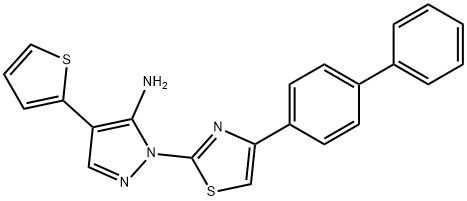 1-(4-[1,1'-Biphenyl]-4-yl-1,3-thiazol-2-yl)-4-(2-thienyl)-1H-pyrazol-5-amine 结构式