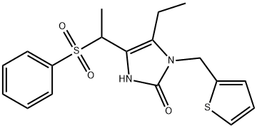 5-ETHYL-4-[1-(PHENYLSULFONYL)ETHYL]-1-(2-THIENYLMETHYL)-1,3-DIHYDRO-2H-IMIDAZOL-2-ONE 结构式