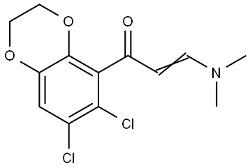 (E)-1-(6,7-Dichloro-2,3-dihydro-1,4-benzodioxin-5-yl)-3-(dimethylamino)-2-propen-1-one 结构式