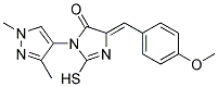 3-(1,3-DIMETHYL-1H-PYRAZOL-4-YL)-2-MERCAPTO-5-(4-METHOXY-BENZYLIDENE)-3,5-DIHYDRO-IMIDAZOL-4-ONE 结构式